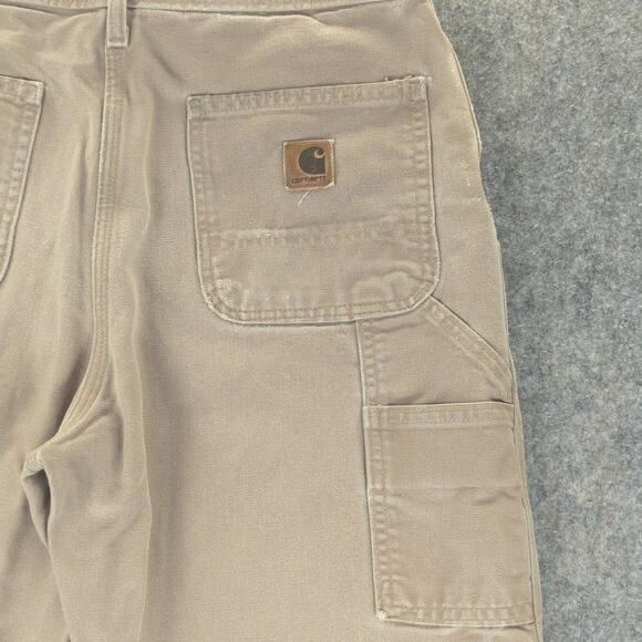 Carhartt Pants Mens 30x32 Tan B11 Duck Dungaree Carpenter Distressed Workwear - Picture 11 of 15